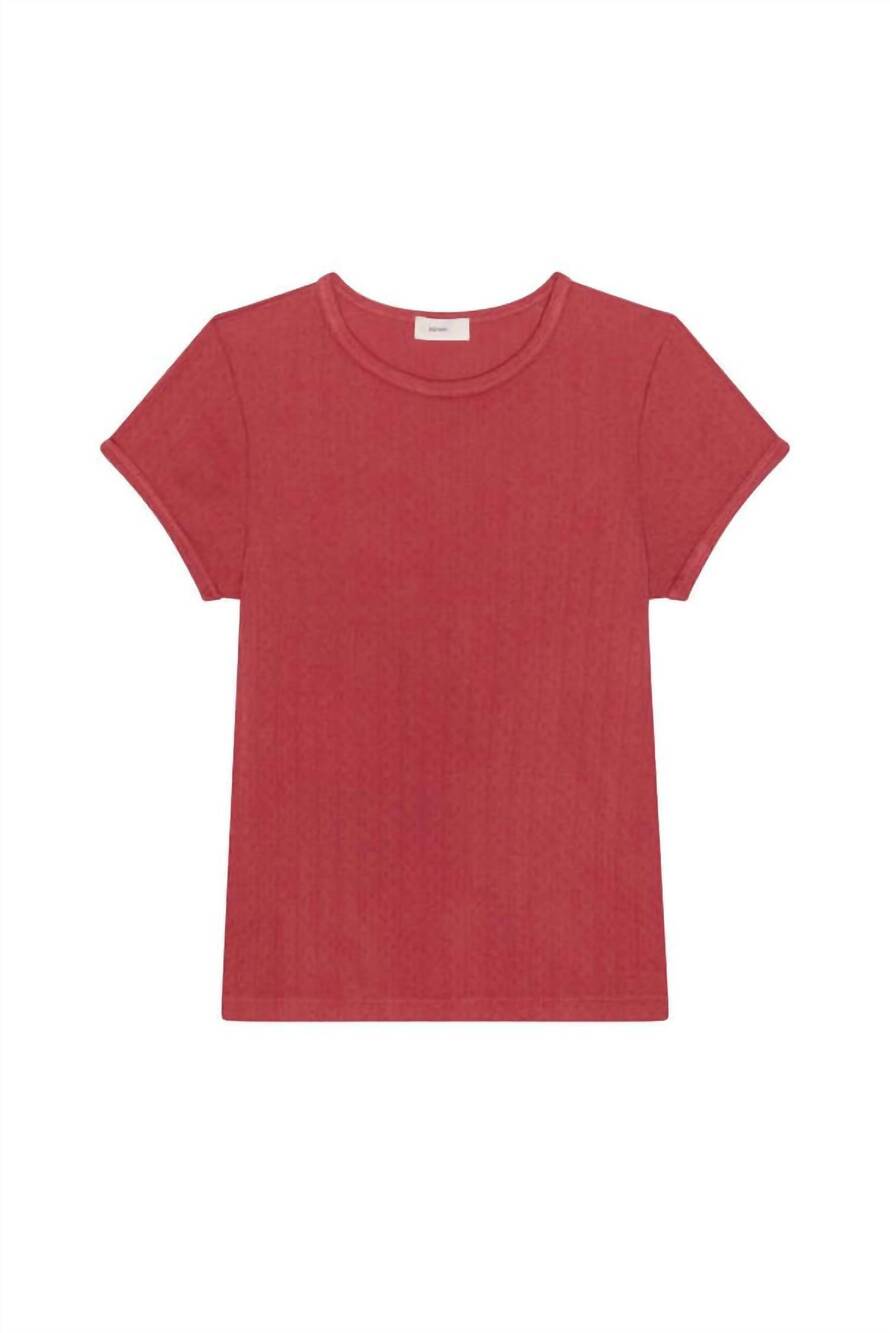 NEW DONNI. women's pointelle baby tee in raspberry